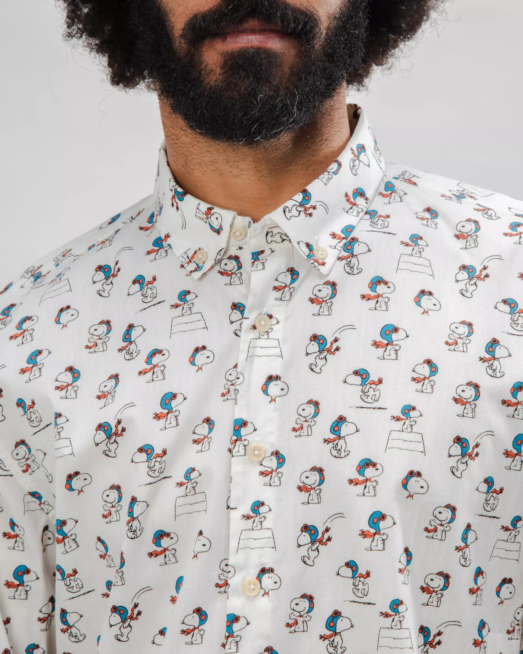 Ombre look Peanuts Flying Ace Cotton Shirt Ecru