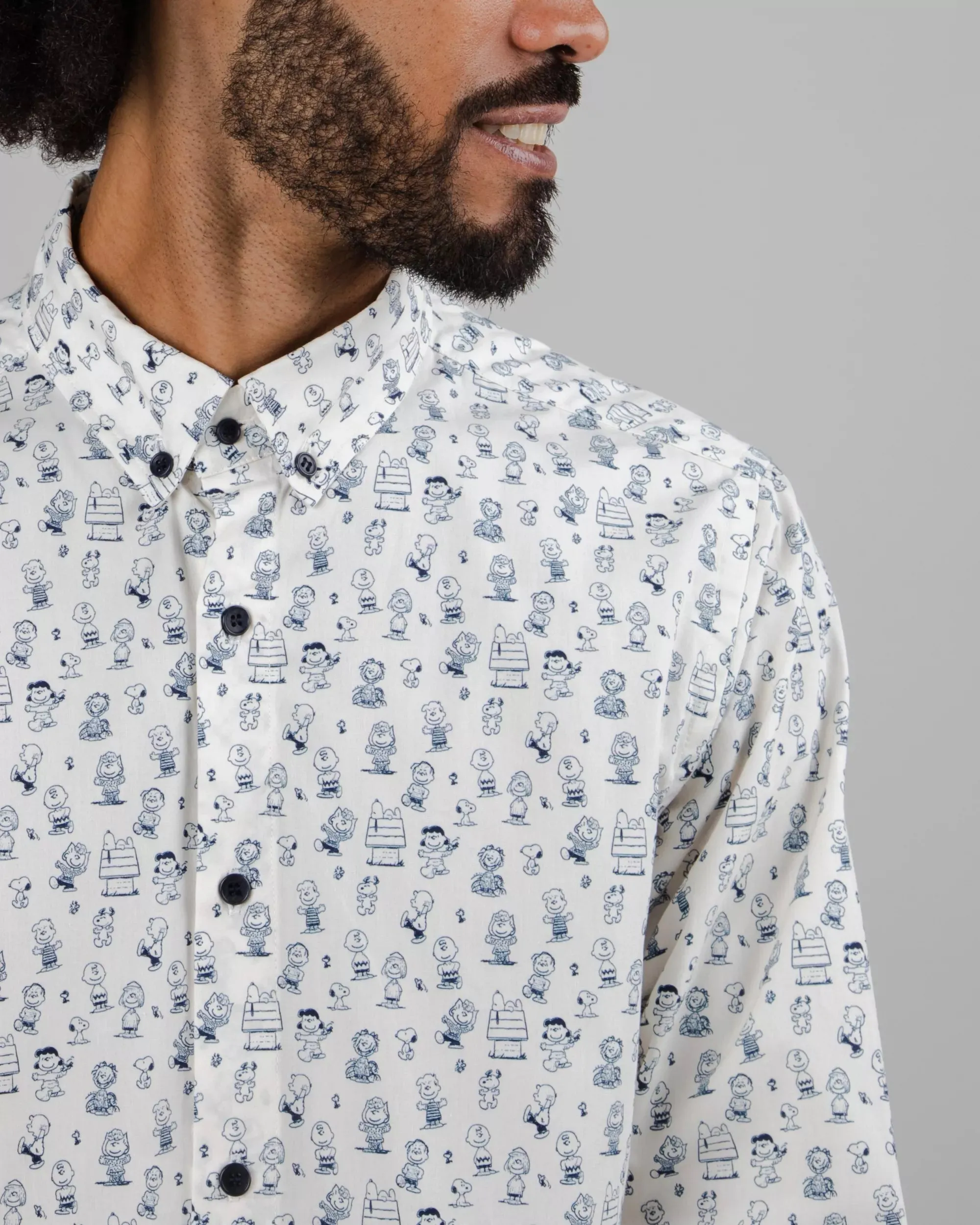 Peanuts Friends Forever Shirt White Simple Fit Linen blend