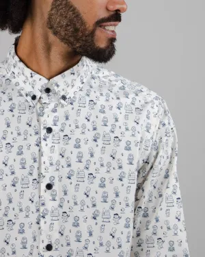 Peanuts Friends Forever Shirt White Simple Fit Linen blend