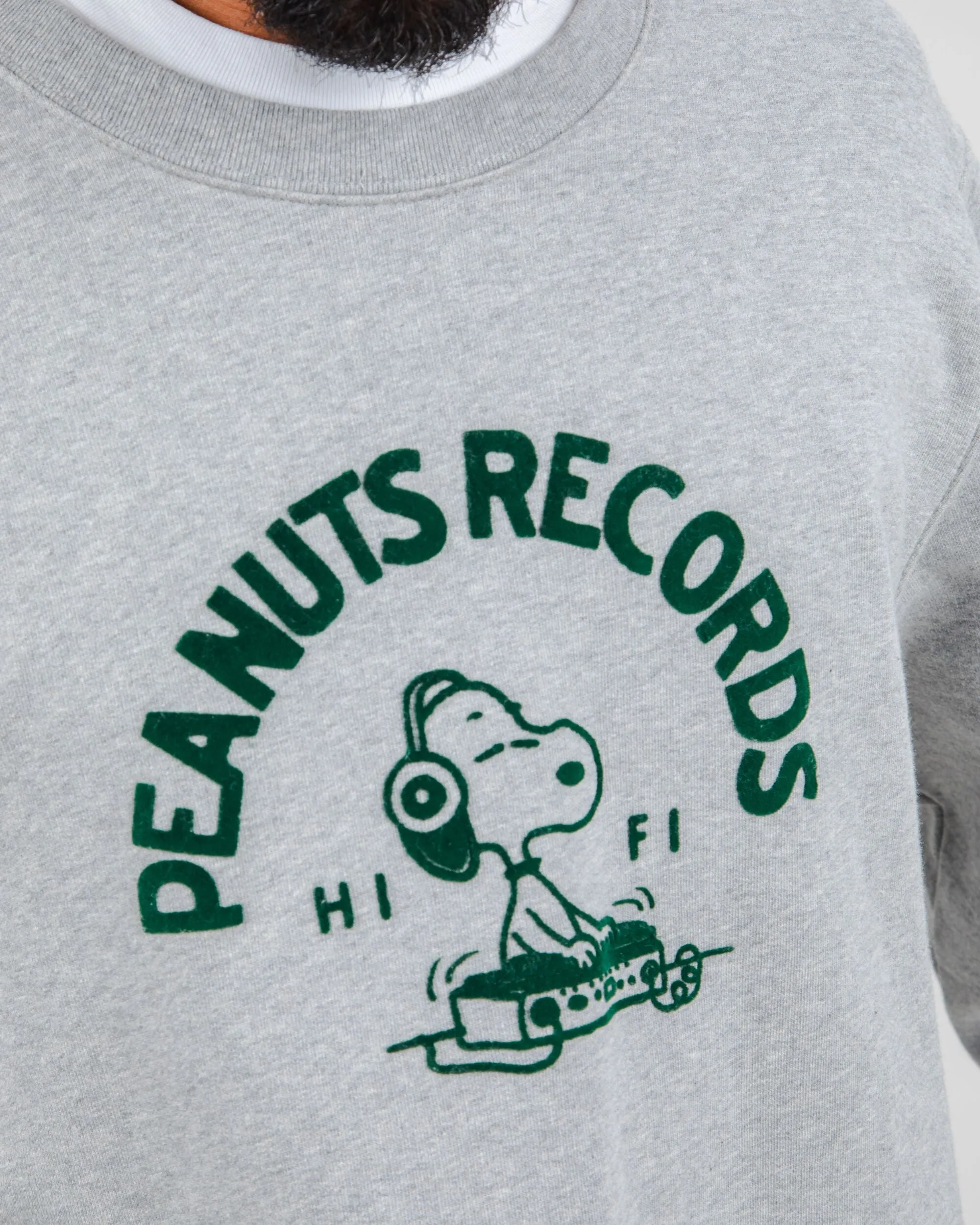 Peanuts Records Sweatshirt Grey Cozy Fit Youthful Vibe