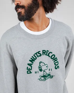 Trendy Layered Peanuts Records Sweatshirt Grey