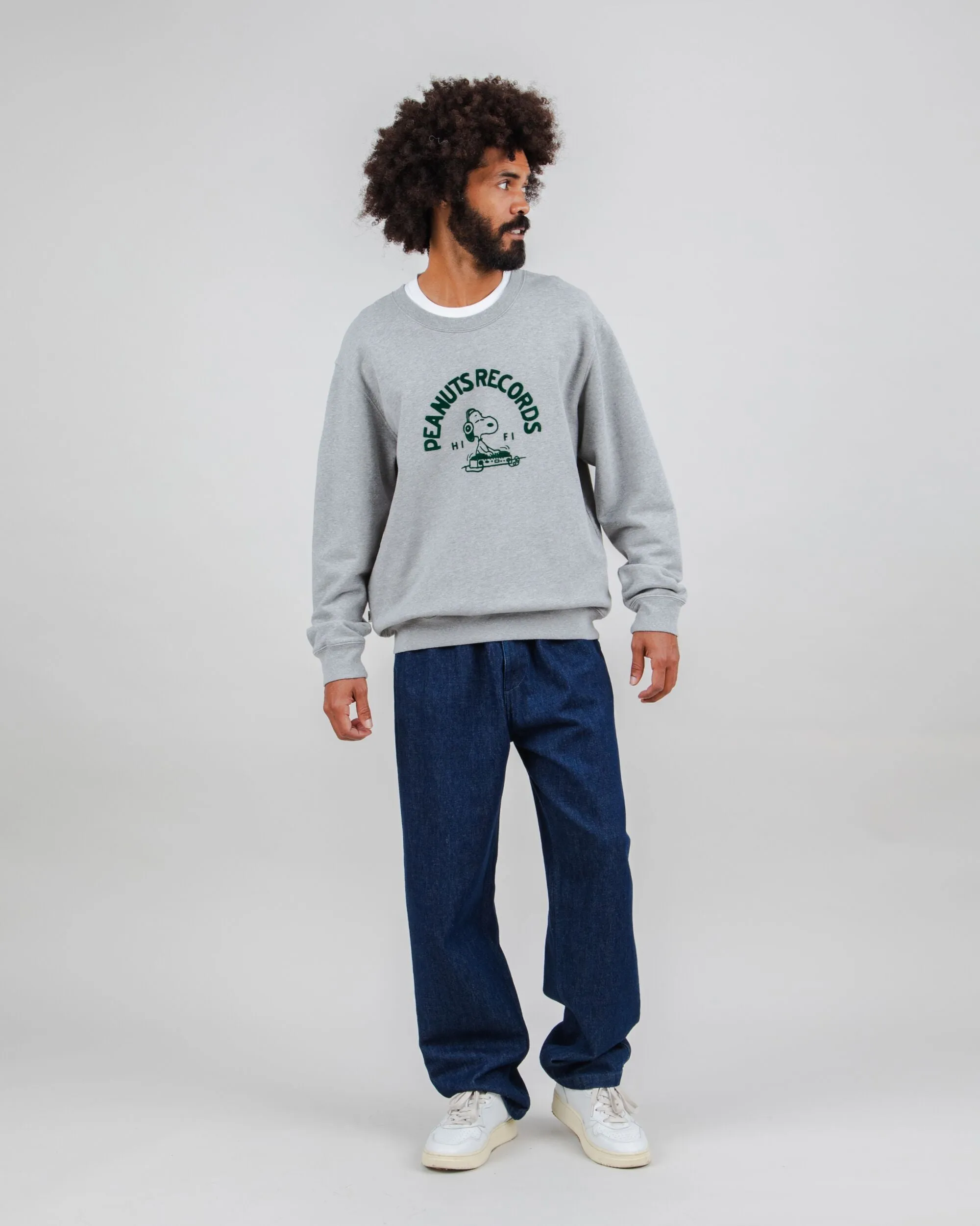 Antibacterial Weekend Casual Peanuts Records Sweatshirt Grey