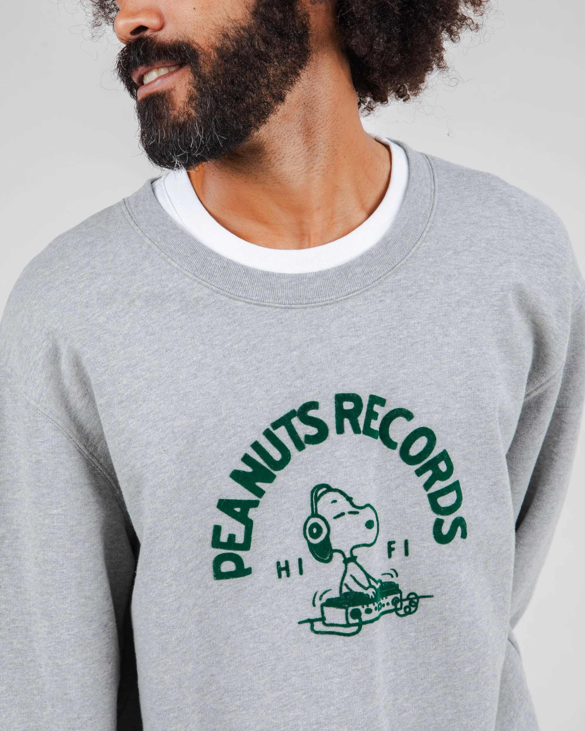 Trendy Layered Peanuts Records Sweatshirt Grey