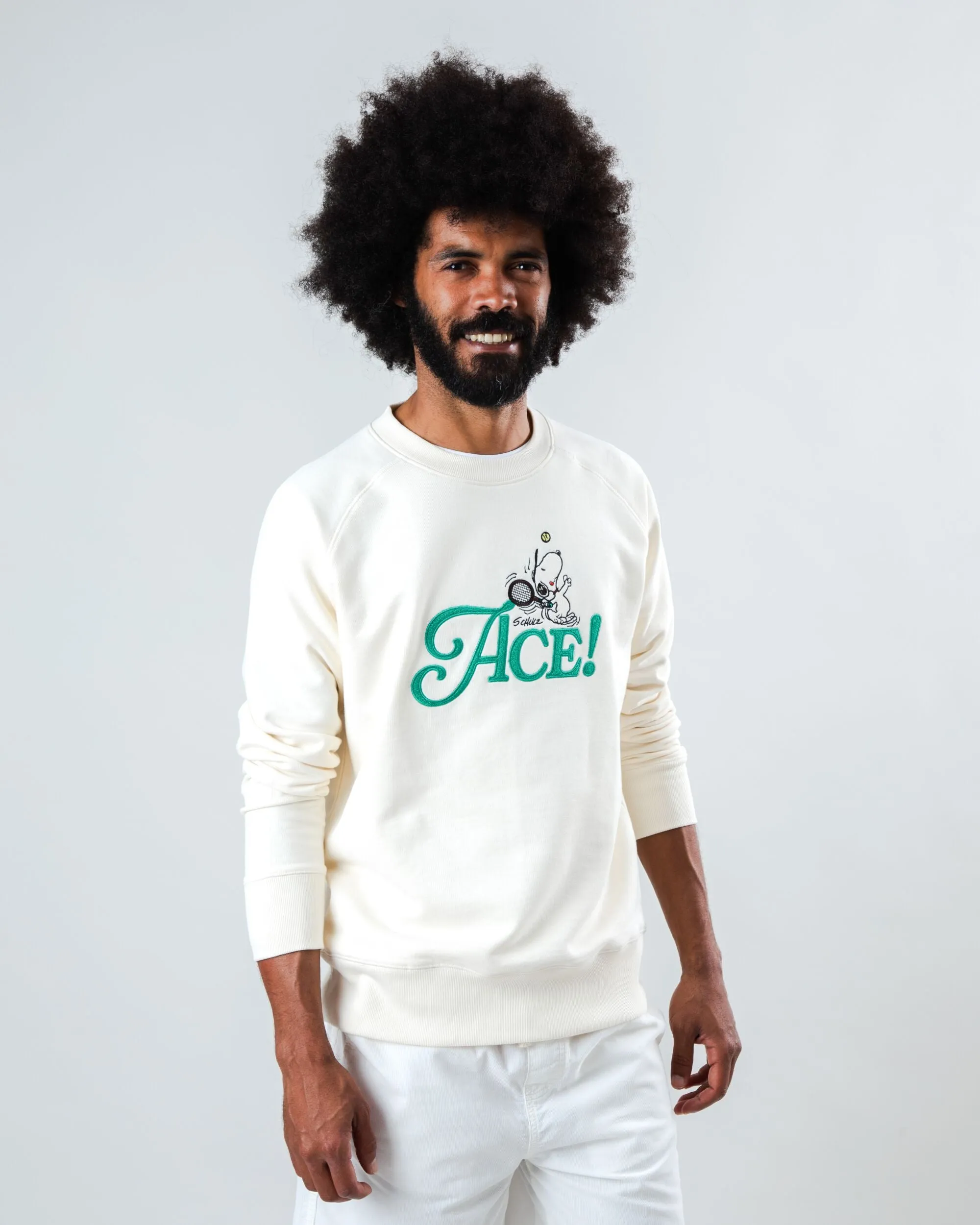 Chill Vibe Peanuts Tennis Ace Snoopy Sweatshirt Ecru