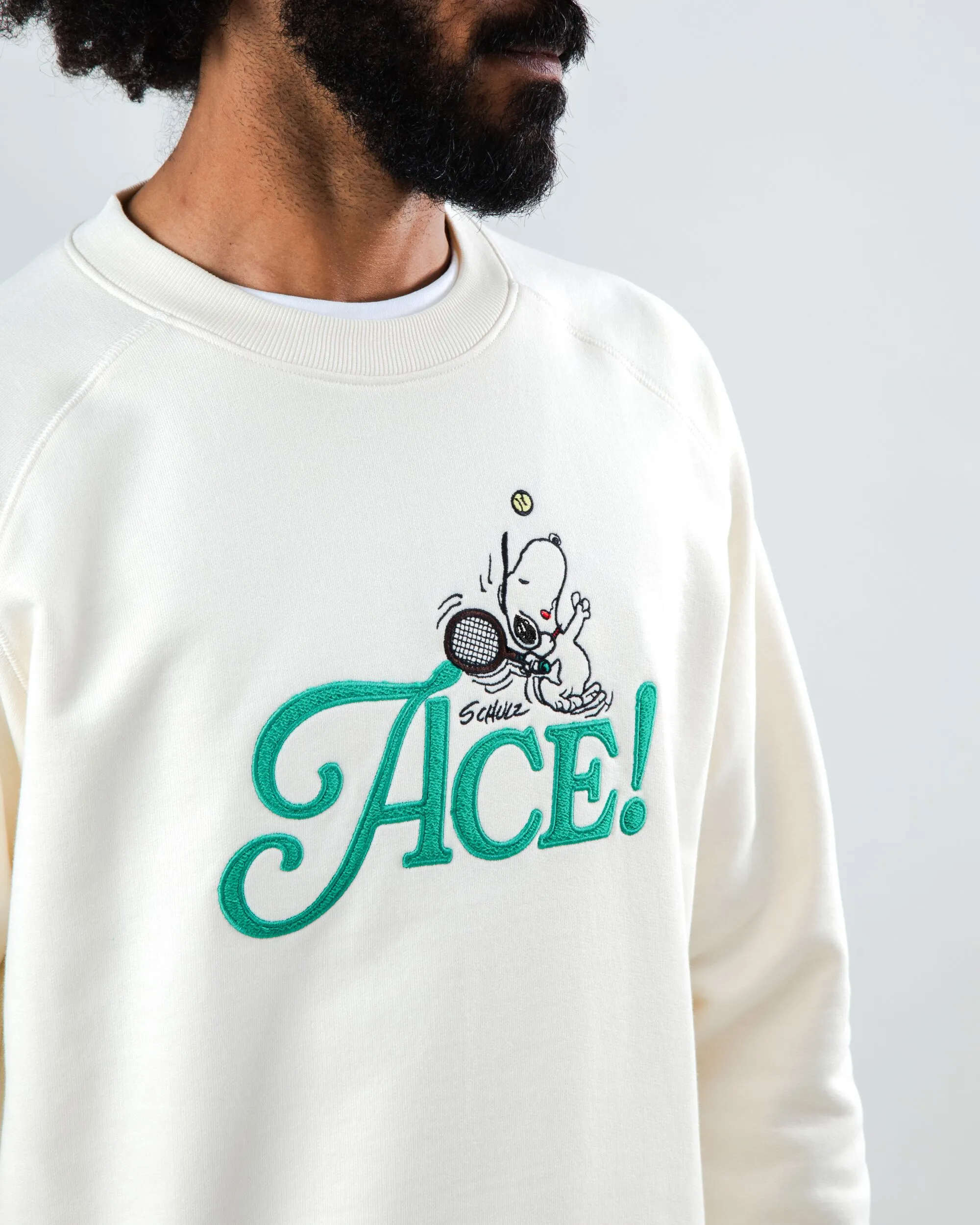 casual top Peanuts Tennis Ace Snoopy Sweatshirt Ecru