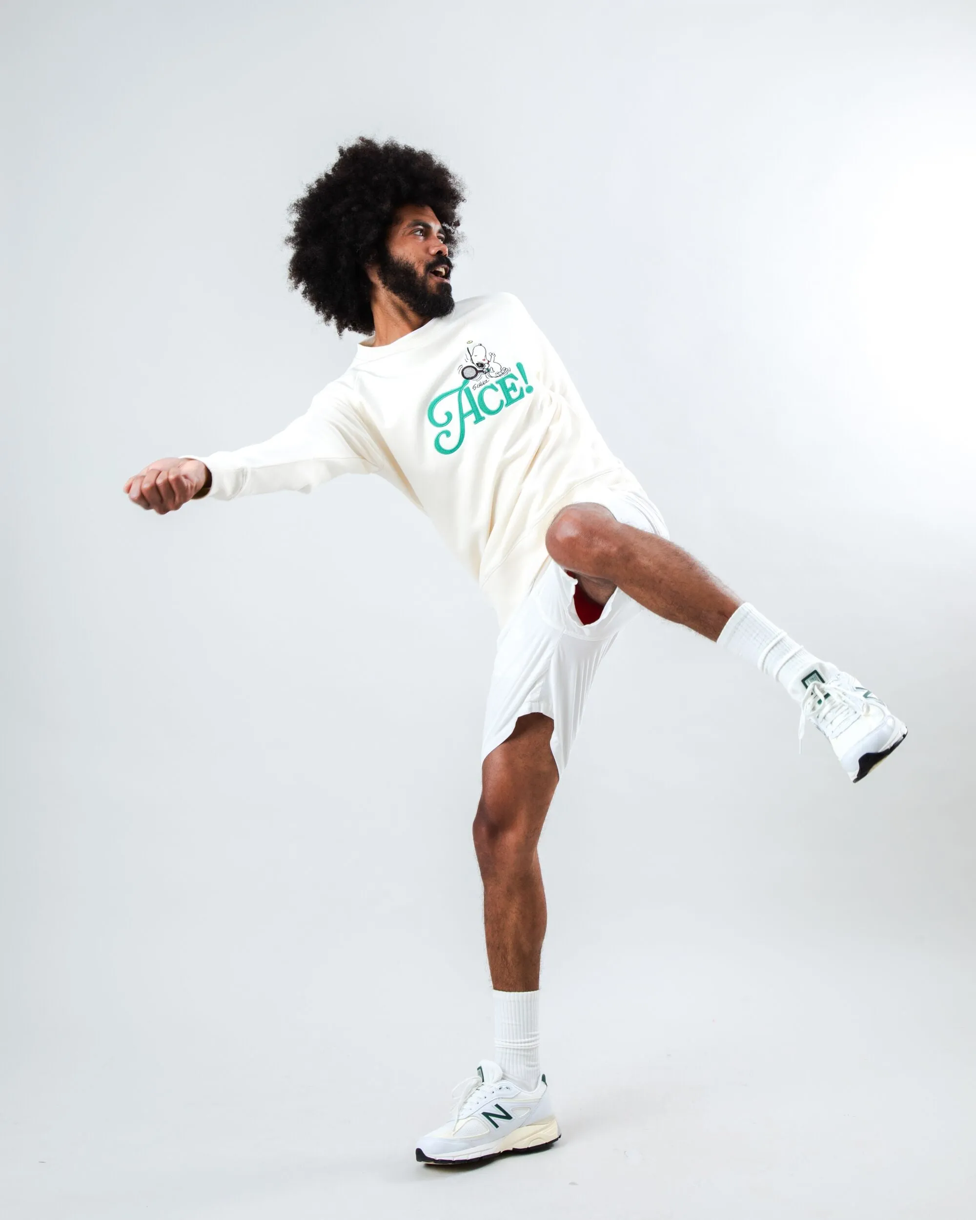 product discount Layer Sporty Peanuts Tennis Ace Snoopy Sweatshirt Ecru