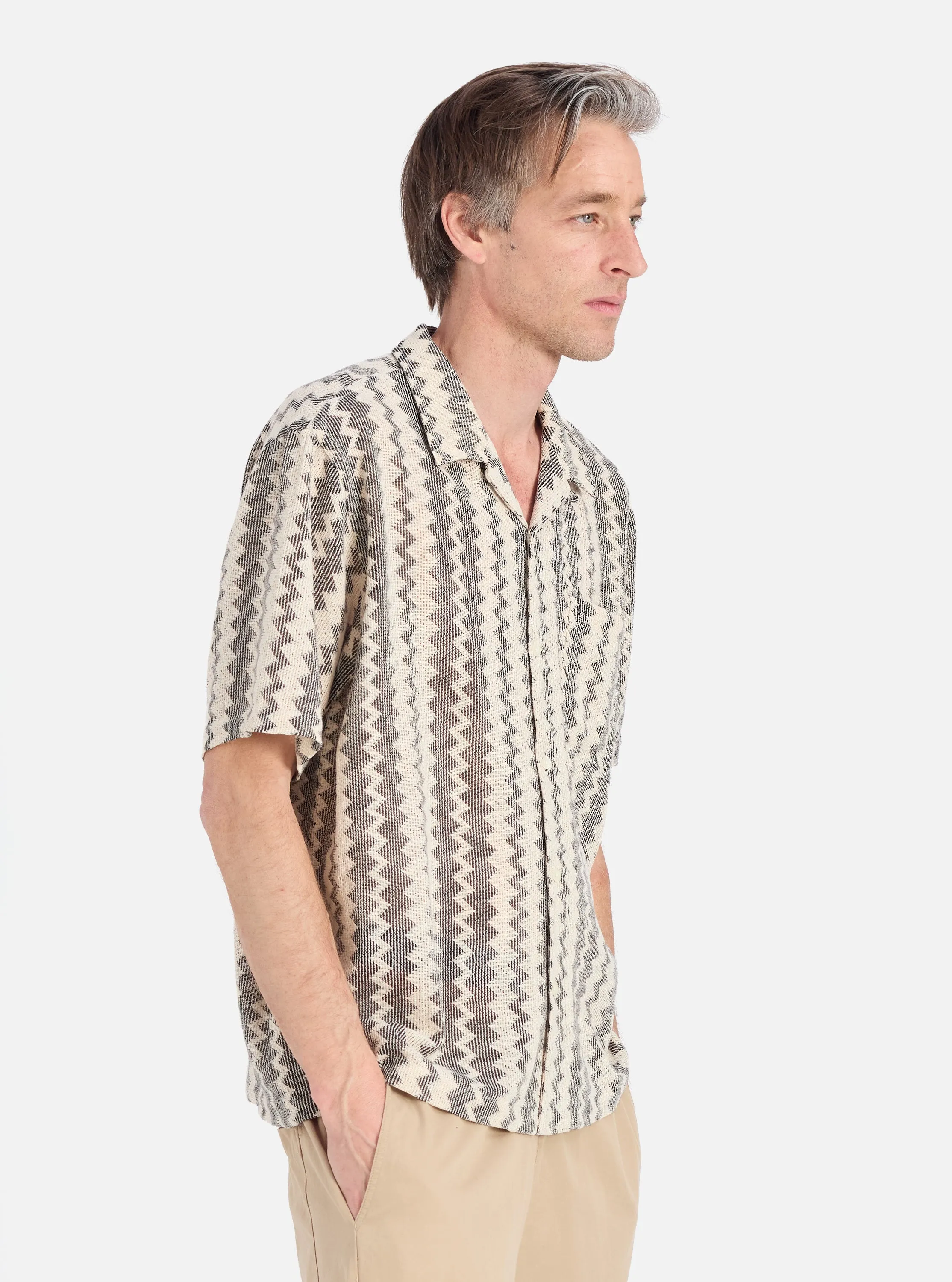 Solid Hue Daytime Look Charcoal Cotton Lattice Road Shirt