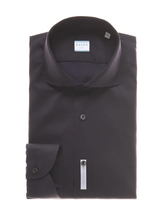 ID20337-Xacus Navy Wrinkle Free Shirt Pure Cotton Stylish Detail
