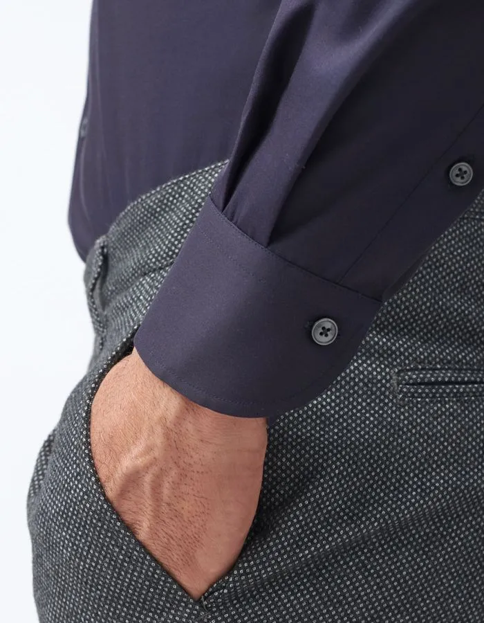 ID20337-Xacus Navy Wrinkle Free Shirt Anti Cling Fabric