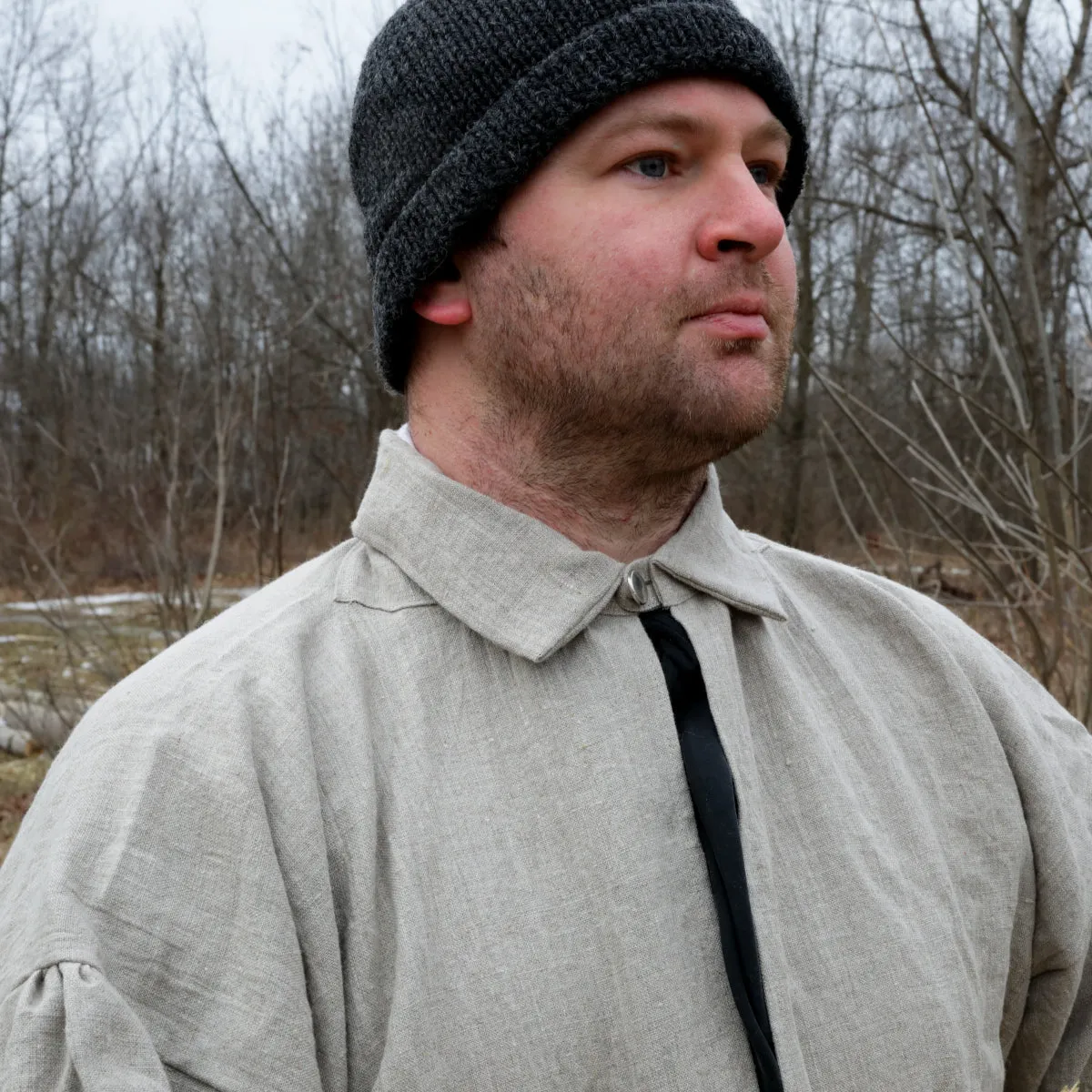 Work Smock - Linen Double Needle Hemming