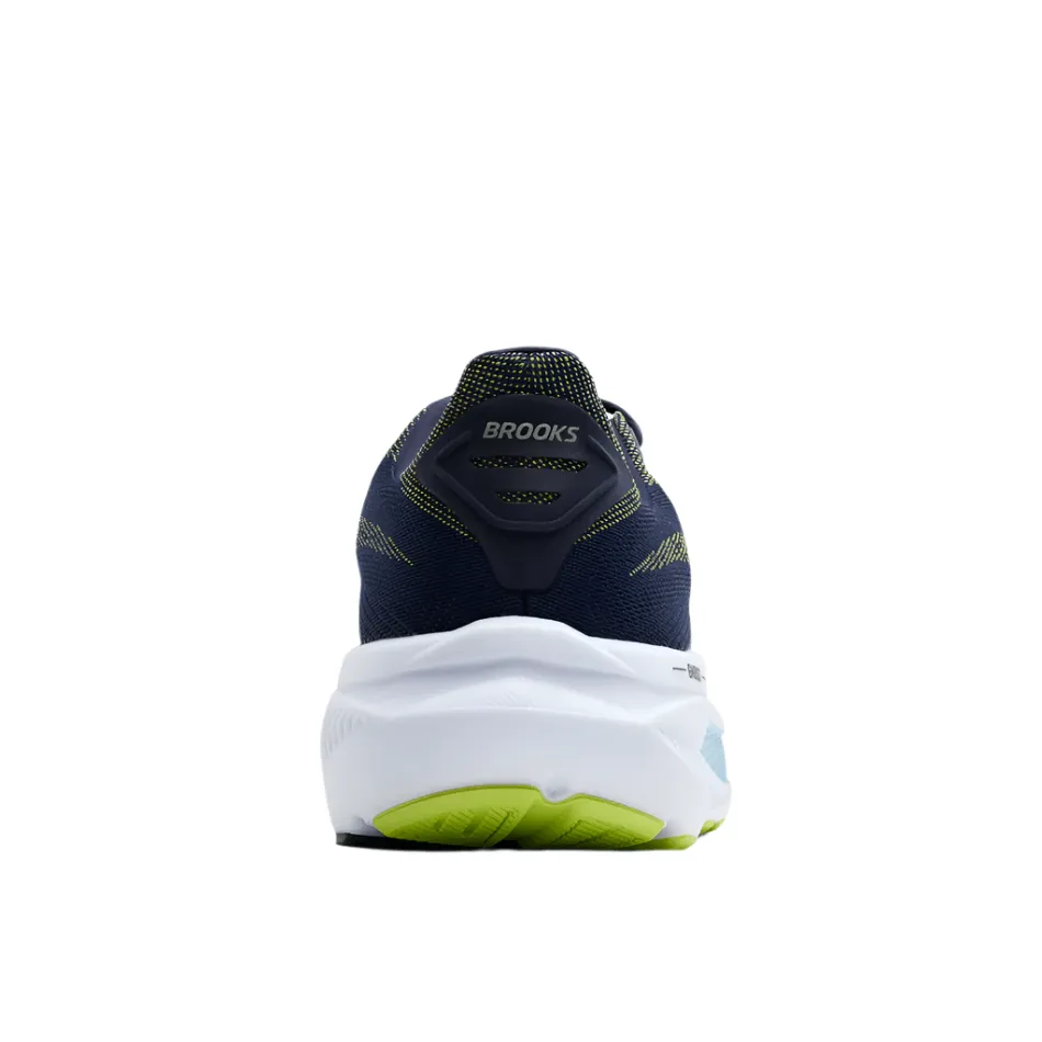 Brooks Men's Ghost 17 2E Wide Fit Running Shoes in Peacoat/Lime/Blue AW25 low - heeled shoes