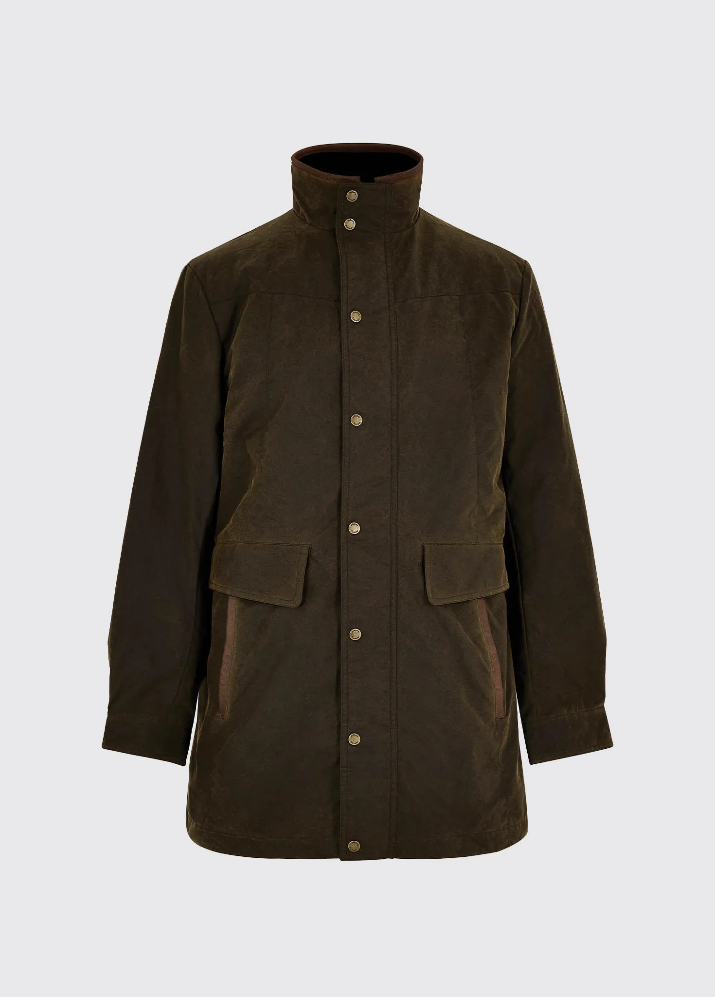Chalkhill Men's Long Waxed Jacket - Olive Textured Finish