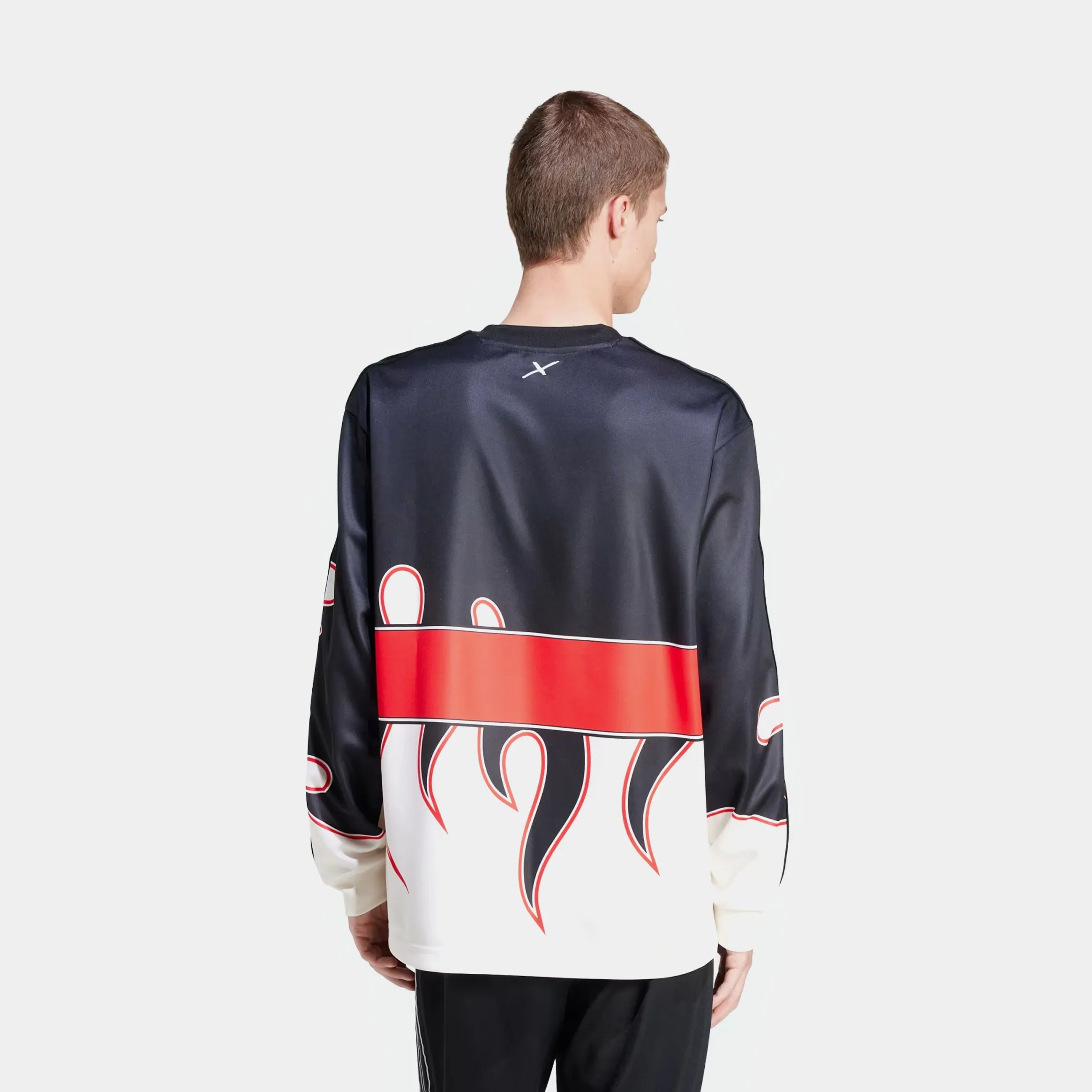 100 Thieves Flames Mens Long Sleeve Shirt (Black/Red) Playful Vibes Sport Layer Fit