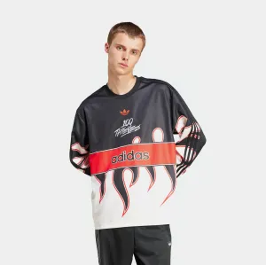 100 Thieves Flames Mens Long Sleeve Shirt (Black/Red) Vintage Wash Christmas