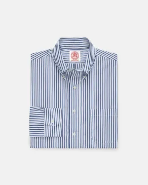 hypoallergenic material Made-in-Canada Navy Butcher Stripe Broadcloth Button Down Shirt - Classic Fit