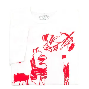 Versatile Layering Piece Plateau Scribble T-Shirt (White / Red)