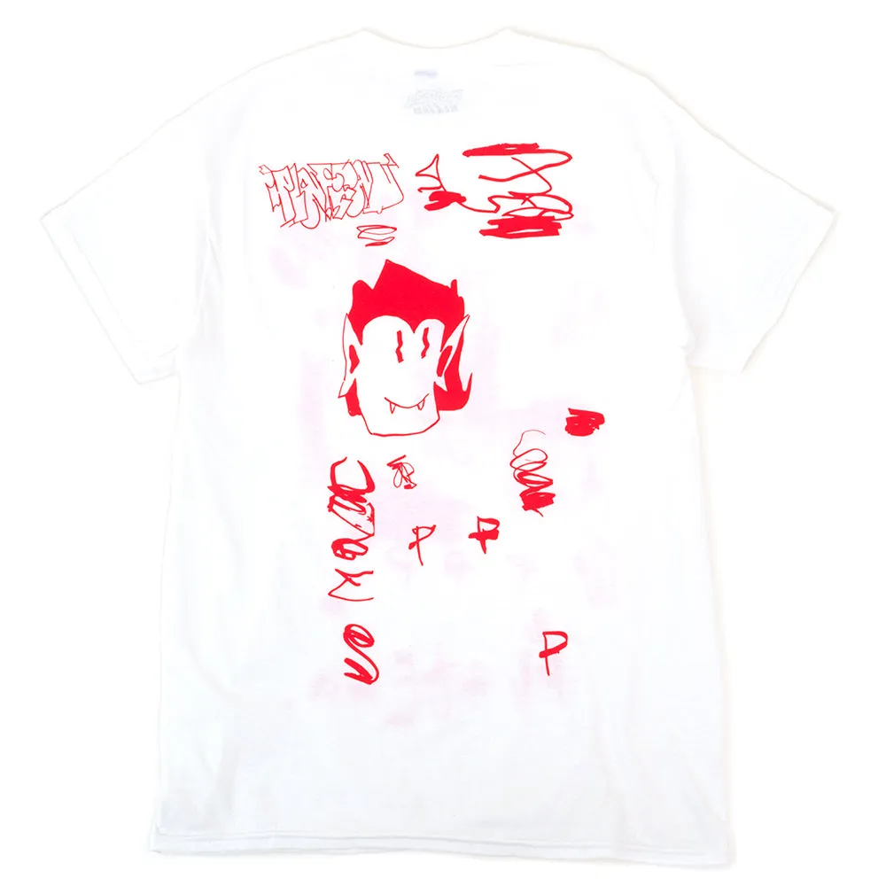 Plateau Scribble T-Shirt (White / Red) ColorfastFabricTech