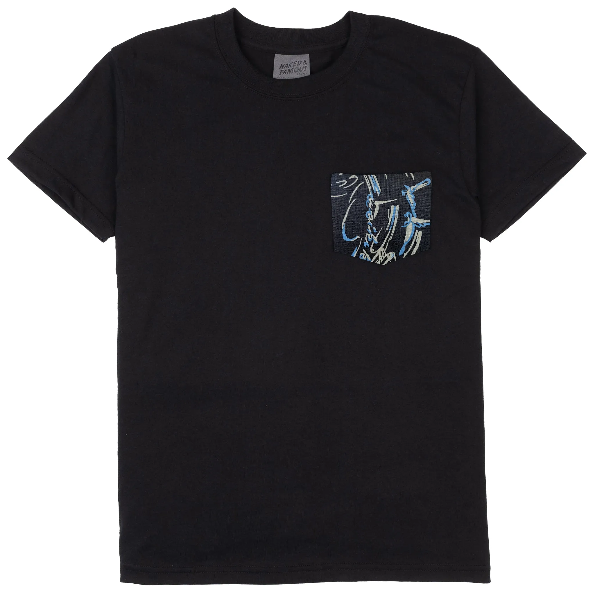 Pocket Tee - Black - Waikiki Waves - Black Fashion Ready Layering Comfort
