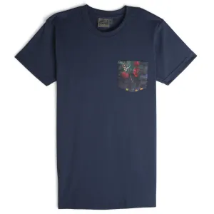 Chill Mode Fit Soft and breathable Pocket Tee - Navy - Botanical Print - Navy