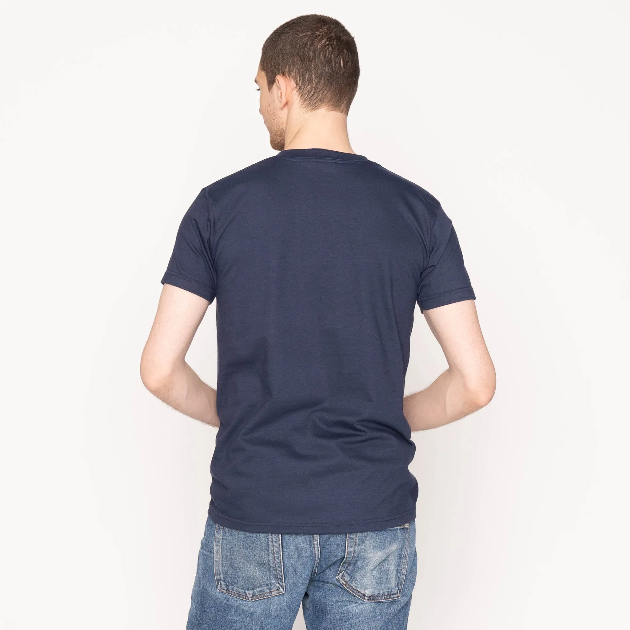 outdoor concert Pocket Tee - Navy - Dobby Patchwork - Pale Blue