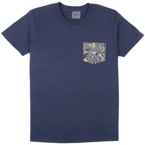 Pocket Tee - Navy - Origami Poplin - Blue Easy Wear Option
