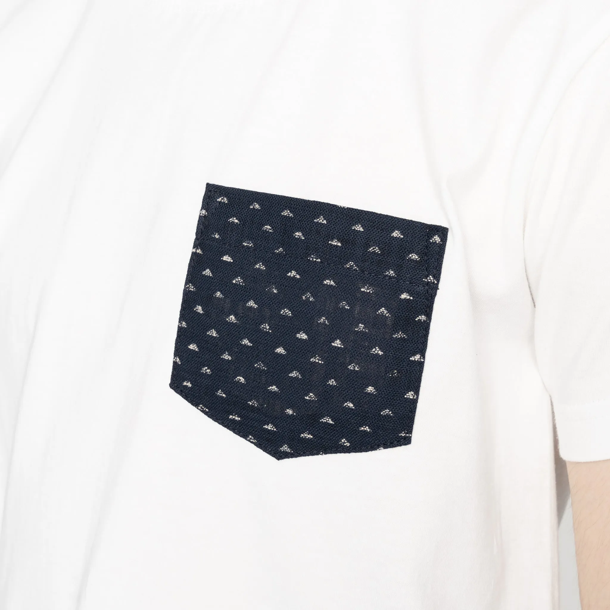 Pocket Tee - White - Kimono Triangles Christmas