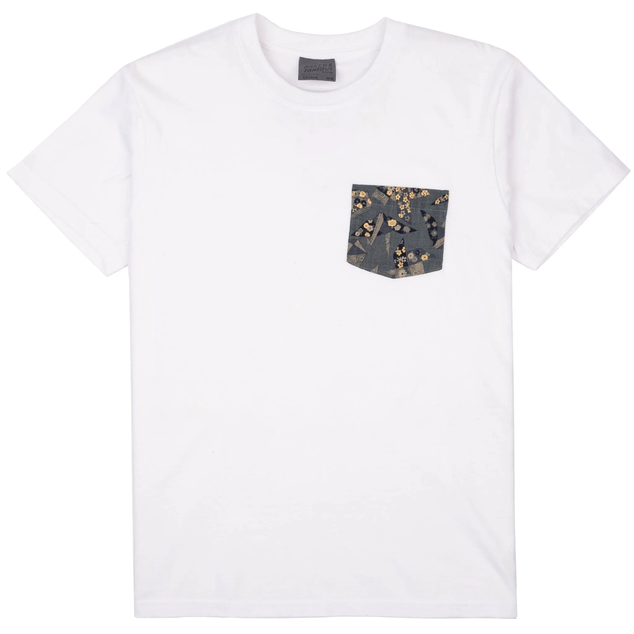 Layered Collar Pocket Tee - White - Origami Poplin - Blue