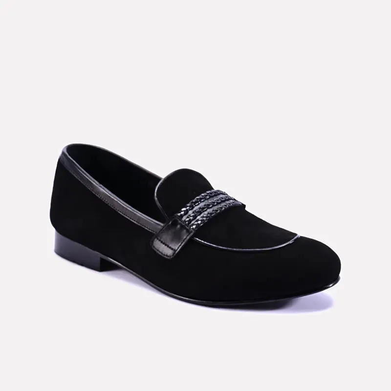Rogue Black Formal Velvet Loafers 0111289 French Shade Effort Ready
