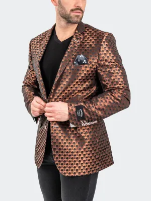 Low Profile Collar Design Blazer SkullRepeat7 Orange