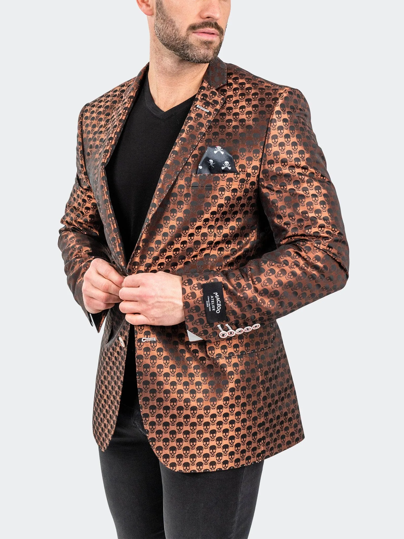 Low Profile Collar Design Blazer SkullRepeat7 Orange