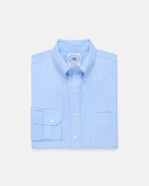 Anti Static Fabric Made-in-USA Thomas Mason Blue Banker Stripe Dress Shirt - Regular Fit
