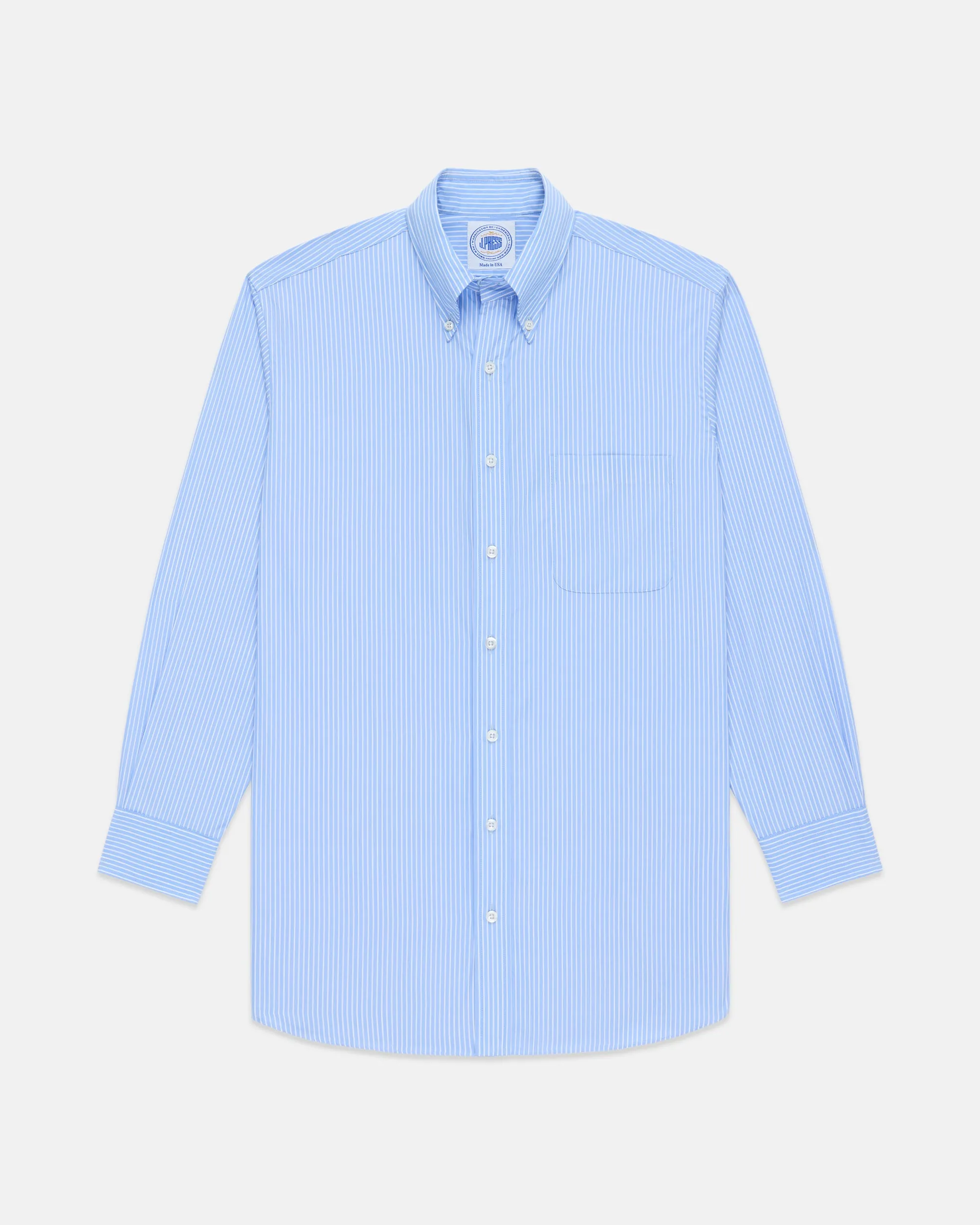 Functional Wear Made-in-USA Thomas Mason Blue Banker Stripe Dress Shirt - Regular Fit