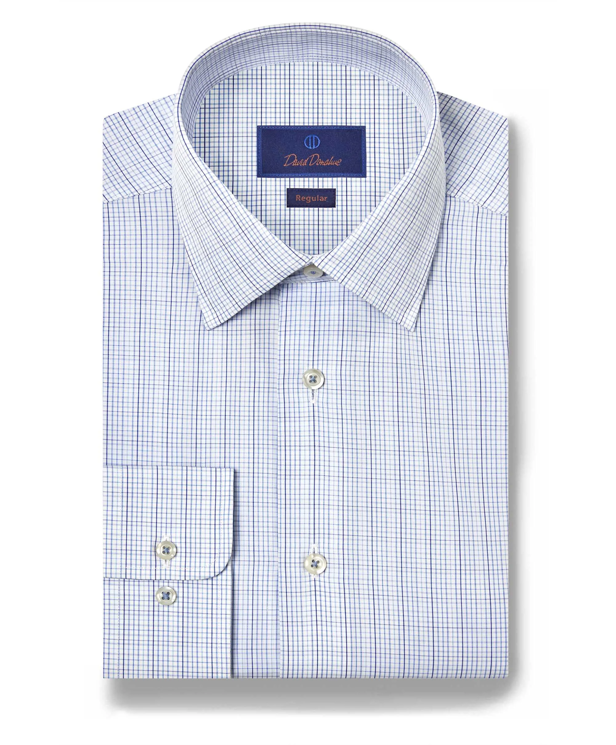 RBSP11817449 | Blue Multi Poplin Check Dress Shirt Polished Finish Embroidered Logo