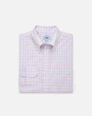 Made-in-USA Thomas Mason Blue & Pink Check Button Down Shirt - Regular Fit Travel Essential