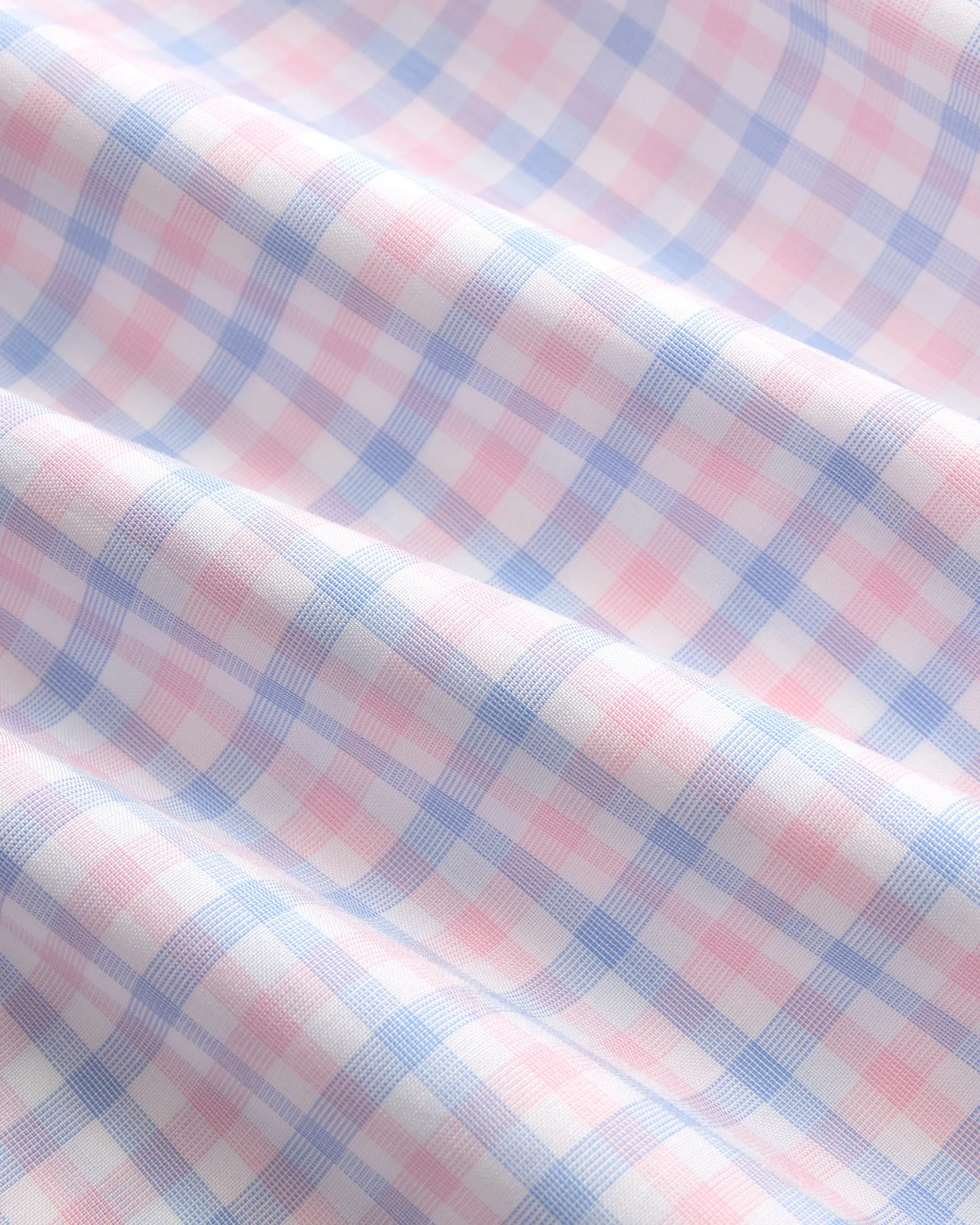 Made-in-USA Thomas Mason Blue & Pink Check Button Down Shirt - Regular Fit Non Iron Breathable Fit