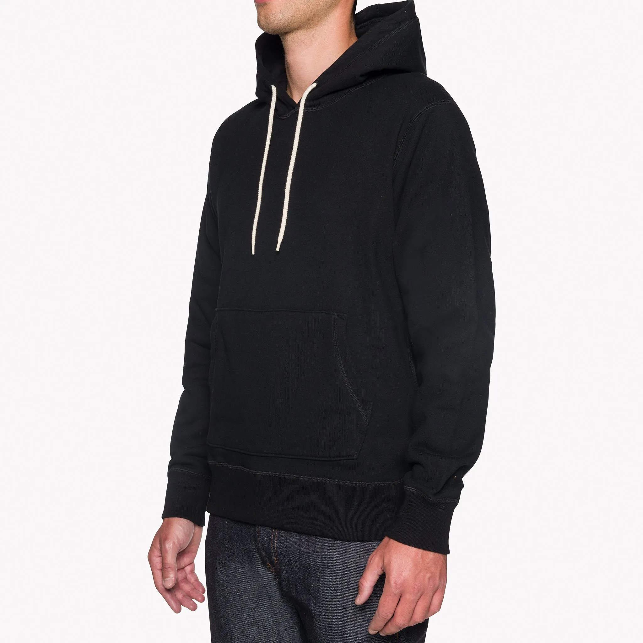 Warm Hoodie non hooded Pullover Hoodie - Heavyweight Terry - Black