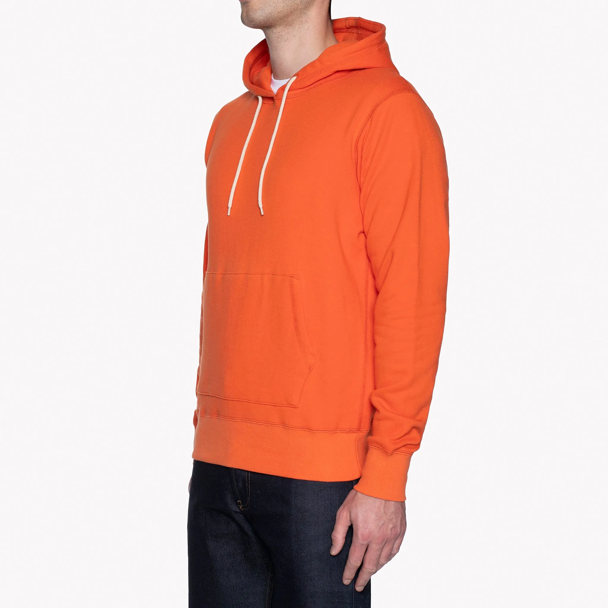 Modern Relaxed Vintage Look Pullover Hoodie - Orange Terry