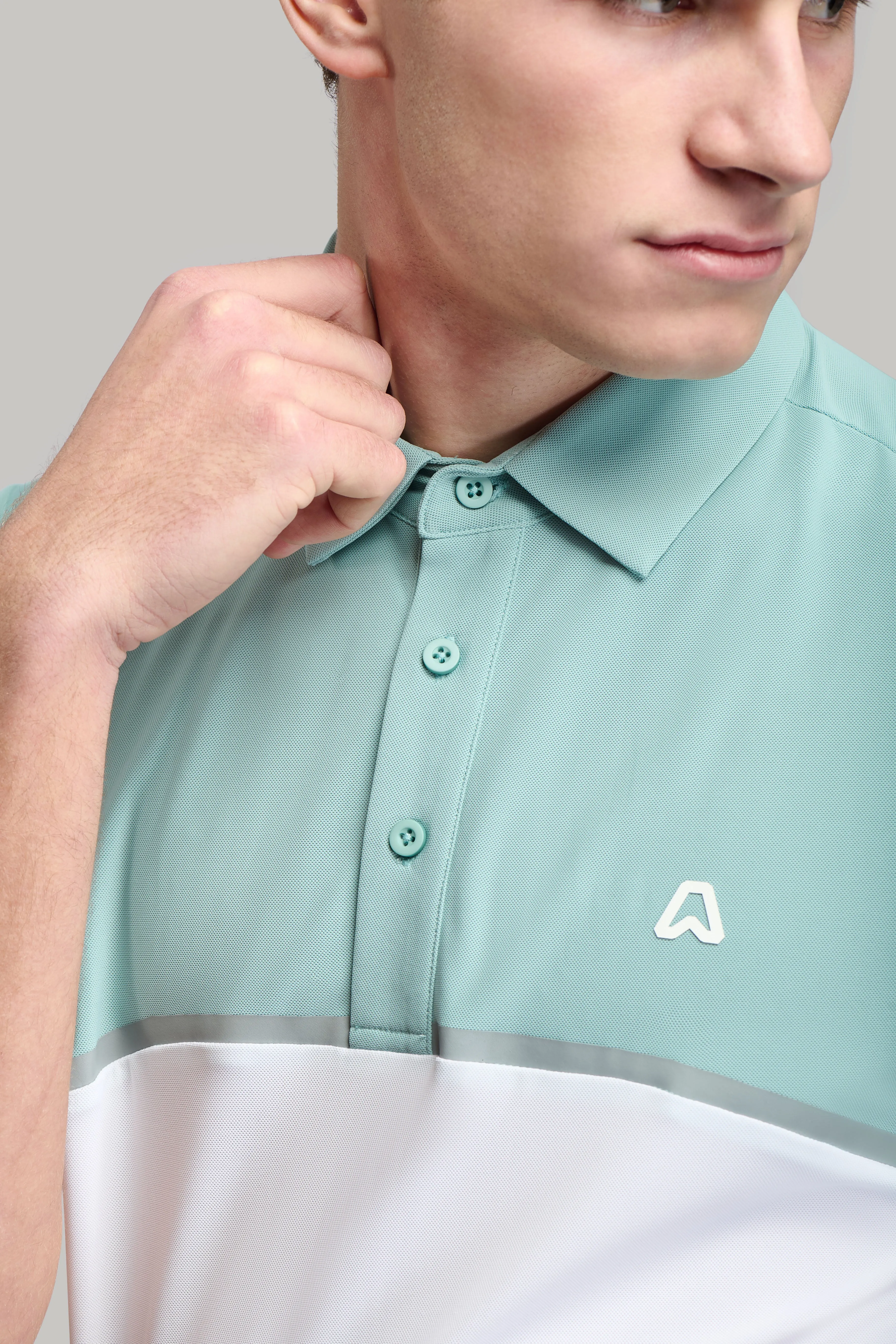 Pulse Colourblock Golf Polo Shirt - Fresh Mint / White Chill Comfort