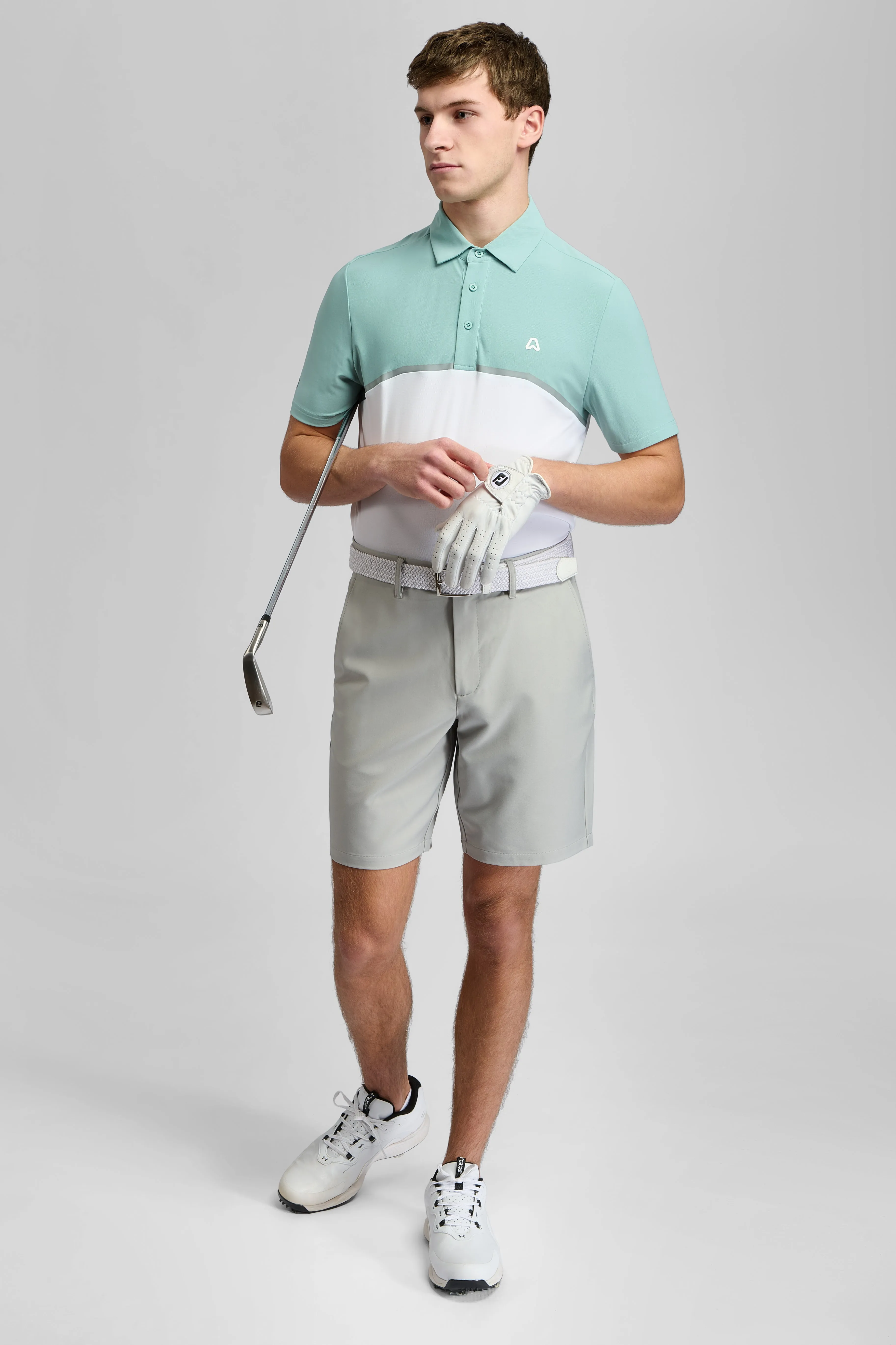 Pulse Colourblock Golf Polo Shirt - Fresh Mint / White Essential Fit Lightweight Comfort