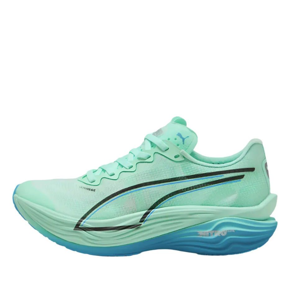 Anti Odor Insole Technology PUMA Men's Deviate NITRO Elite 3 Running Shoes in Mint Melt/Speed Blue AW25