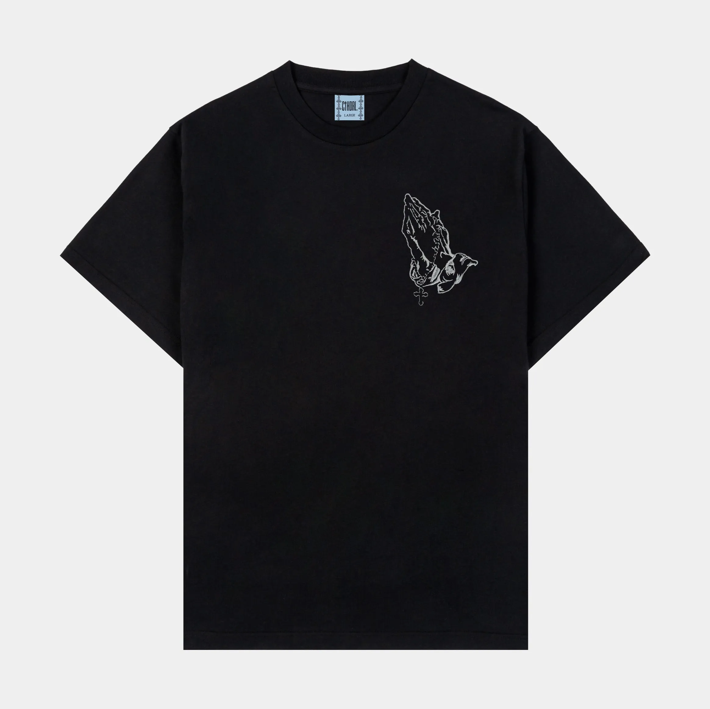 Breathable Cotton Fabric Rosary Washed Mens Short Sleeve Shirt (Black)