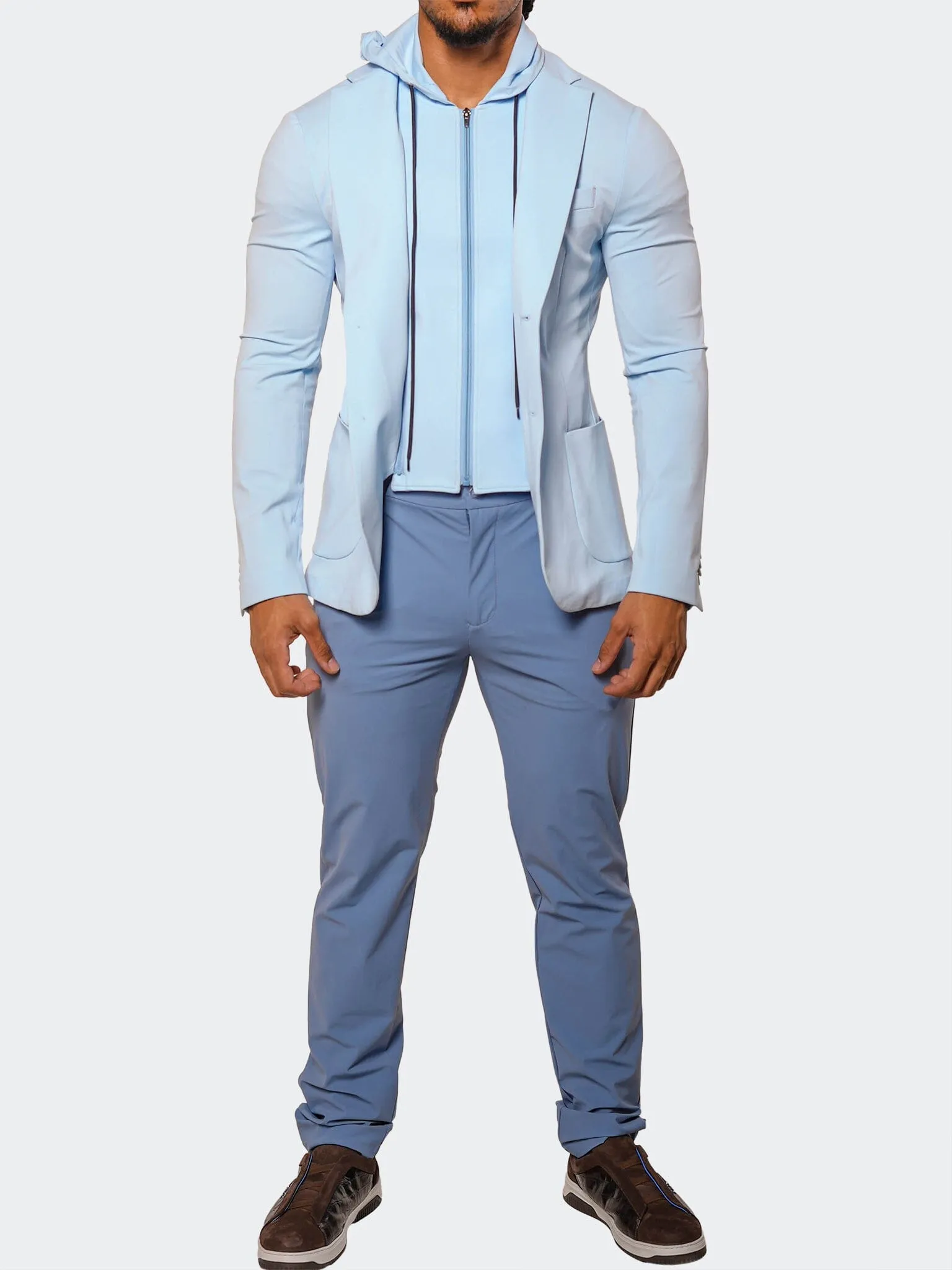 Flexible Fleece Lining Suit Stretch Nigelle14 Blue