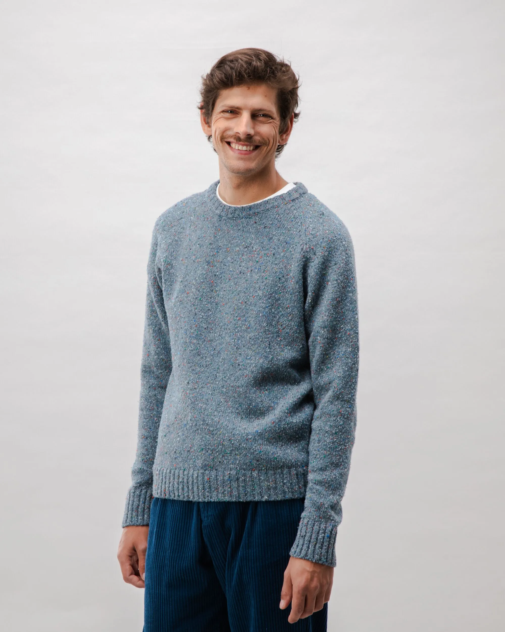 Puzzle Raglan Wool Sweater Dark Grey goes with boots gemstone accents