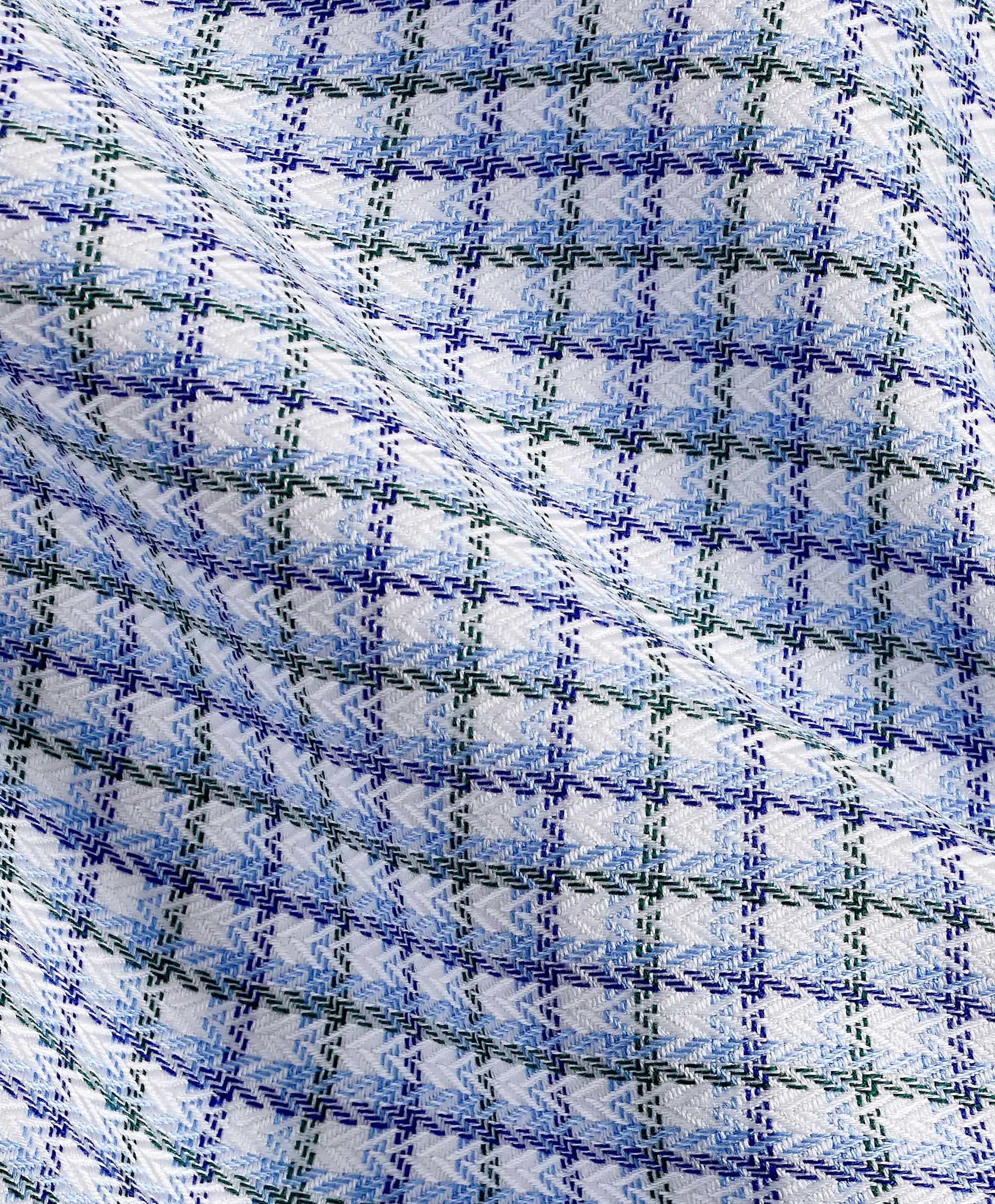 Abrasion Resistant Edging Multipocket Style TBSP11807448 | Blue & Green Herringbone Check Dress Shirt