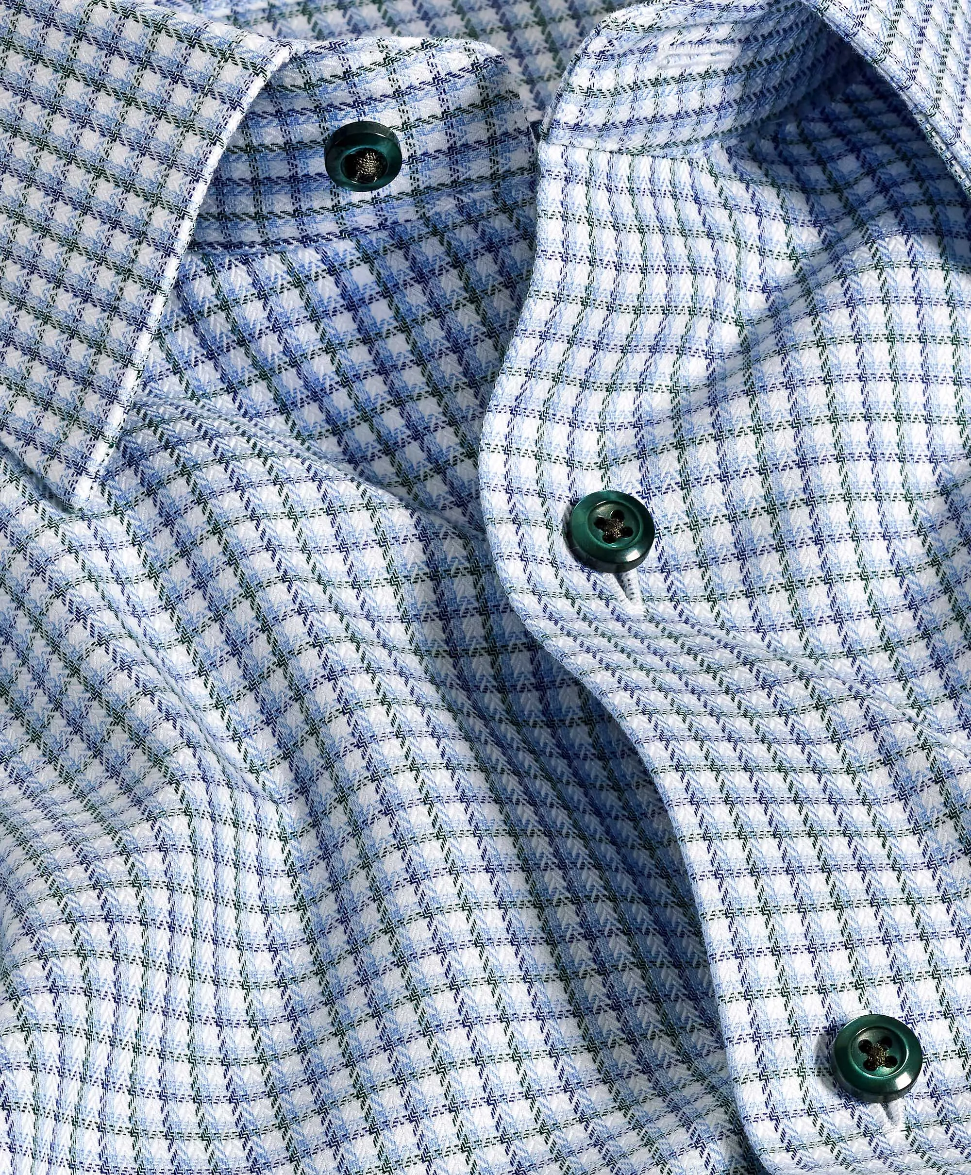 Abstract art TBSP11807448 | Blue & Green Herringbone Check Dress Shirt