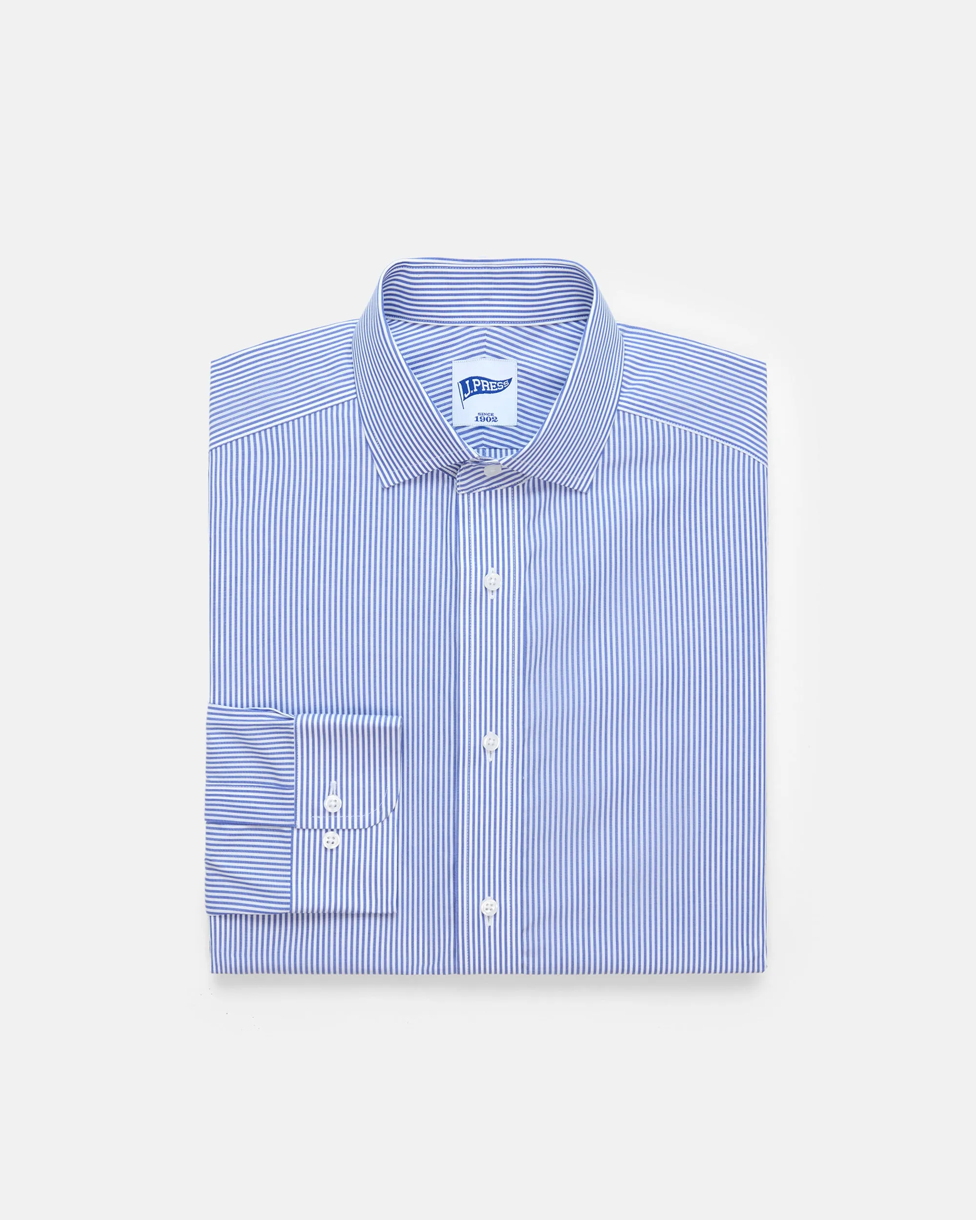 Bengal Stripe Spread Collar Dress Shirt - Trim Fit Layered Hemline