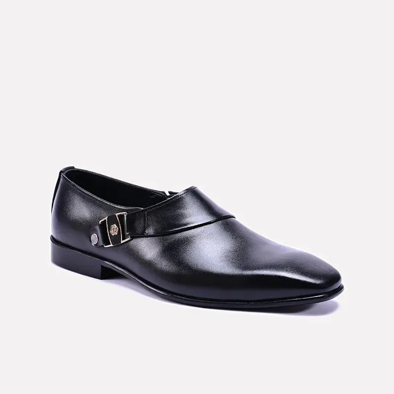 Monarch Black Monk Strap Dress Shoes 0111145 Reinforced toe box