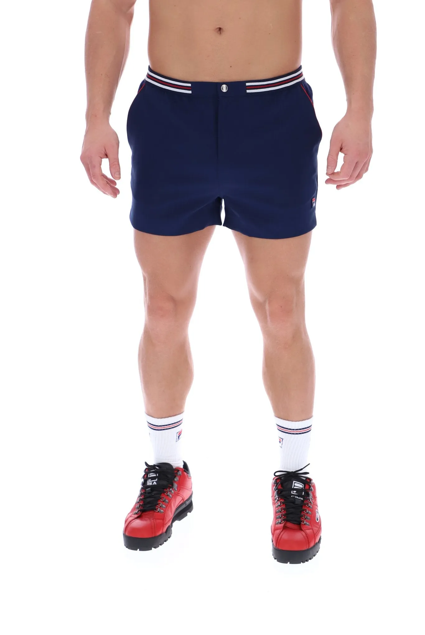 High Tide Terry Pocket Stripe Shorts Roll Up Cuff Design