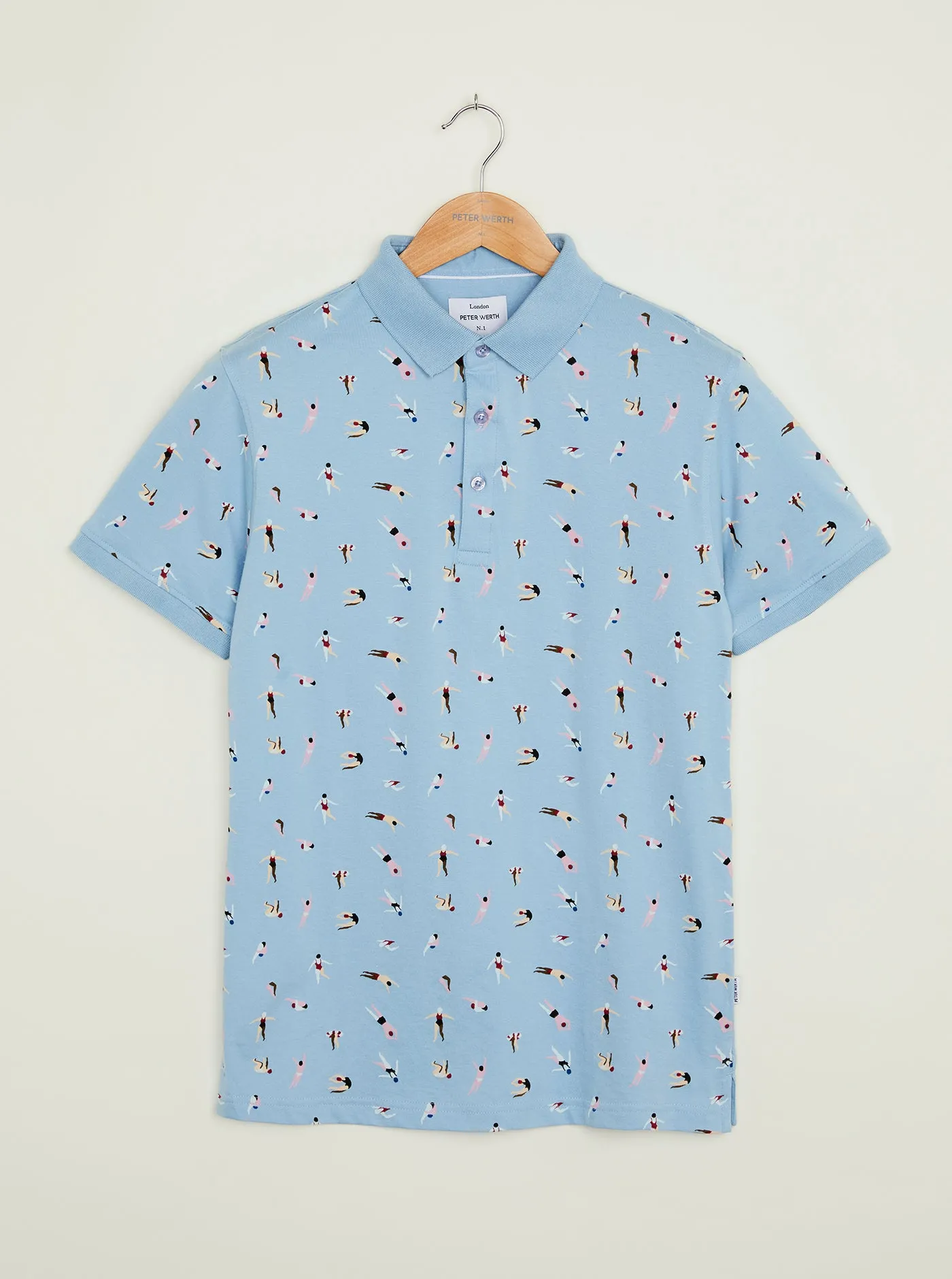 Quirke Polo - Light Blue Trans Glow Flatlock stitching