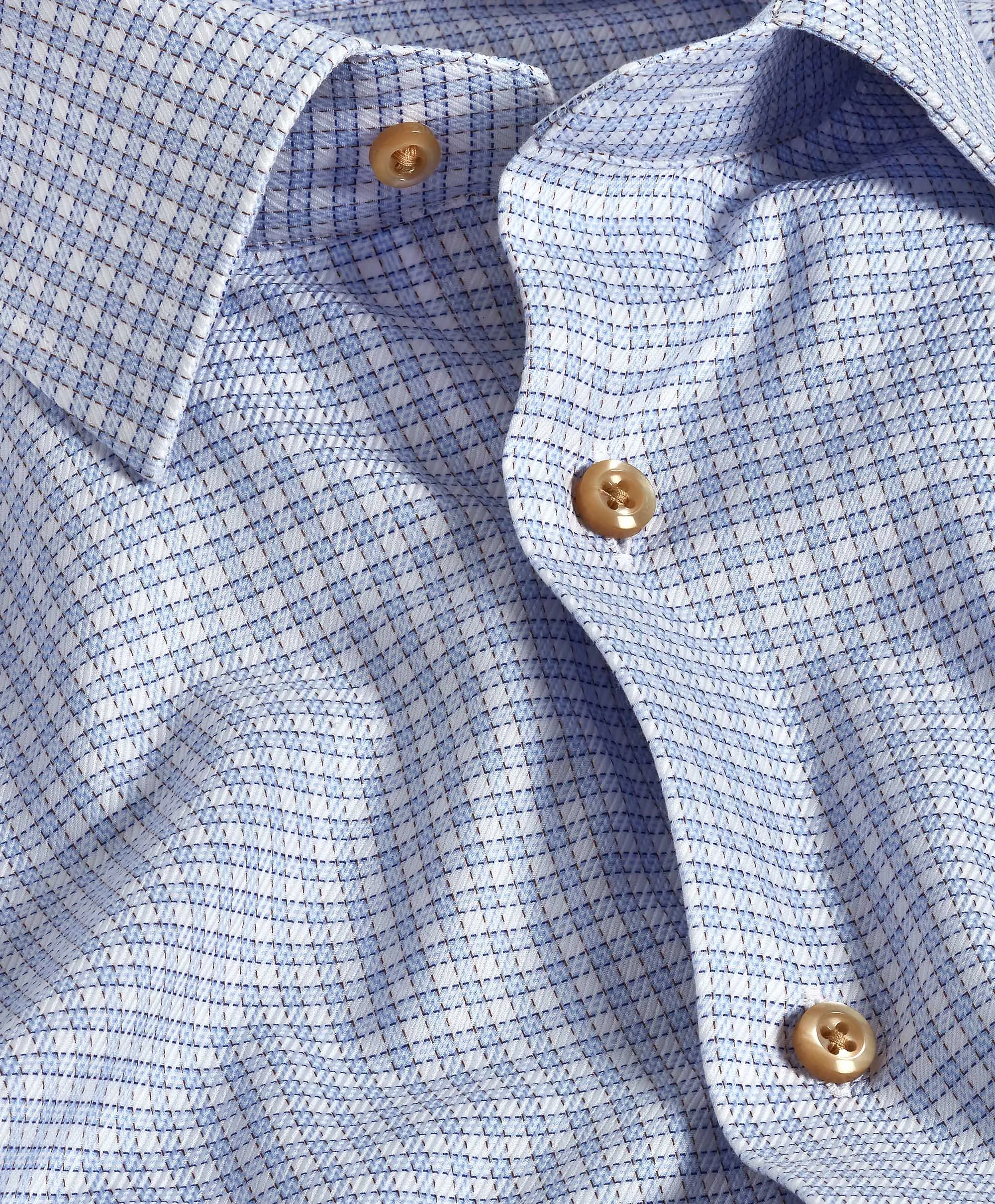 RBSP11803421 | Sky & Chocolate Textured Check Dress Shirt Contemporary Look